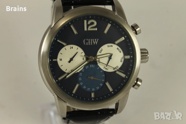 GHW Мъжки Стоманен Кварцов Часовник Календар, снимка 4 - Мъжки - 53570890