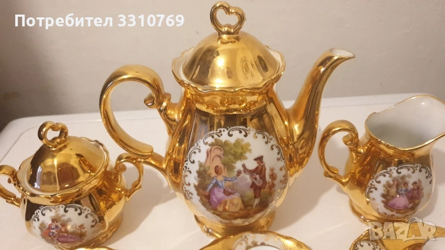 Луксозен немски порцеланов позлатен сервиз за кафе от Бавария. , снимка 2 - Сервизи - 53802000