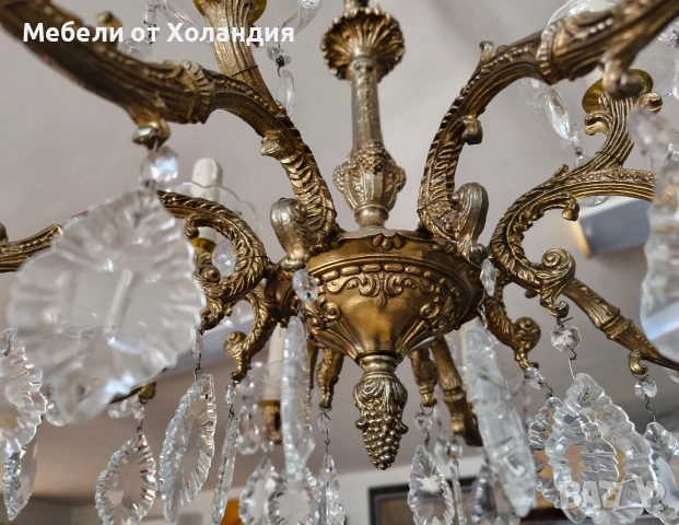 Месингов полилей за 12 крушки, снимка 4 - Полилеи - 53084023