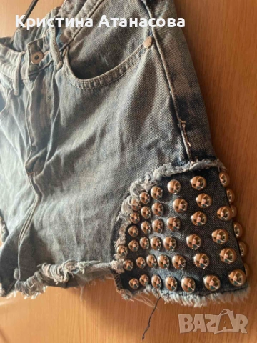 👖✨ Дамски дънкови къси панталонки с капси, снимка 6 - Къси панталони и бермуди - 53669737
