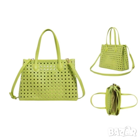Модерна дамска чанта с перфорация, снимка 11 - Чанти - 52098224