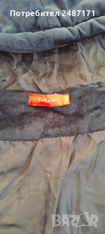 Тъмно синьо кадифено топло дамско яке с качулка, снимка 4 - Якета - 52795970