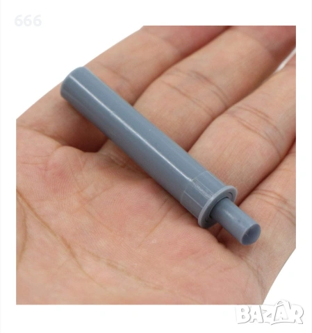 Комплект от 8 амортисьора за врати за мебели, Пластмаса, 10 x 45 мм, Сив