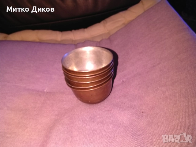 Медно канче за кафе Н-110мм фи 75мм с 6 медни чаши Н-45мм и фи 75мм нови, снимка 6 - Чаши - 52840074