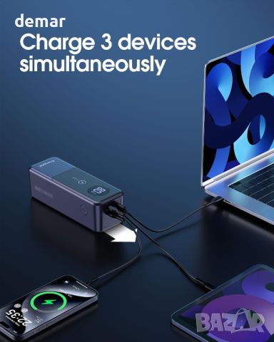 EnergyQC Power Bank 24000 mAh, преносимо зарядно устройство 65W бързо зареждане с USB-C вход и изход, снимка 4 - Външни батерии - 46648258