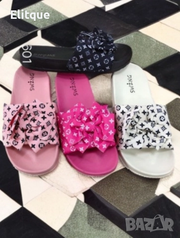 Дамски плажни чехли с панделка и умело приложени арт елементи заобикалящи вашите стъпки с лукс, снимка 4 - Чехли - 52871982