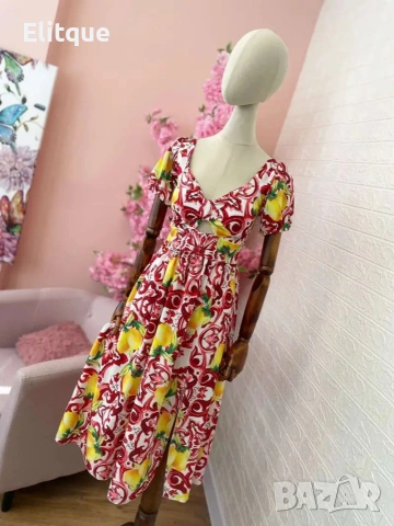 лятна дълга рокля с лимони , снимка 6 - Рокли - 53170577