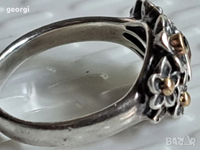 пръстен Pandora с лунен камък и злато , снимка 6 - Пръстени - 51160386