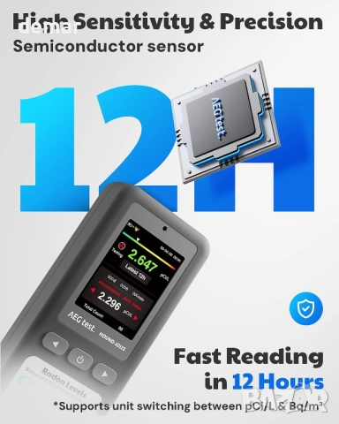 AEGTEST HOUND-1011S Преносим радонов детектор, високоточен сензор, снимка 2 - Друга електроника - 52705586