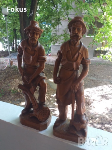 СТАТУЕТКА ПЛАСТИКА ДЪРВОРЕЗБА ЧИФТ ФИГУРИ ОРЕХ