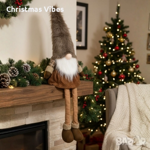 Коледна декоративна кукла с дълги крака - идеална за празничен декор или подарък, снимка 2 - Декорация за дома - 52081176