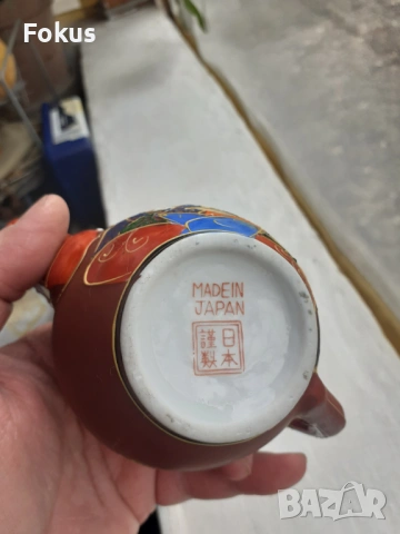 Сатцума Satsuma малък чайник Япония порцелан печат, снимка 4 - Антикварни и старинни предмети - 53340196