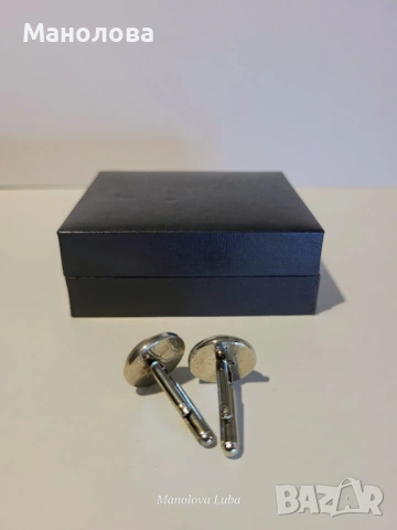 Винтидж копчета за ръкавели в сребристо-син цвят и камък с ефект котешко око., снимка 5 - Други - 53253551