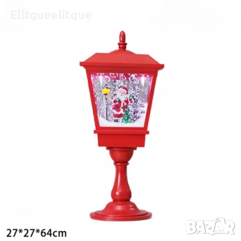 Декоративна коледна лампа с Дядо Коледа, падащ сняг и мелодии, снимка 4 - Декорация за дома - 52251118