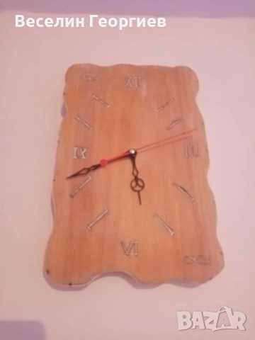 Стенен часовник от дърво-ръчна изработка, снимка 2 - Стенни часовници - 53575029