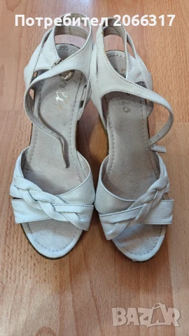 Дамски сандали на платформа от ест. кожа - бели, снимка 2 - Сандали - 50866124