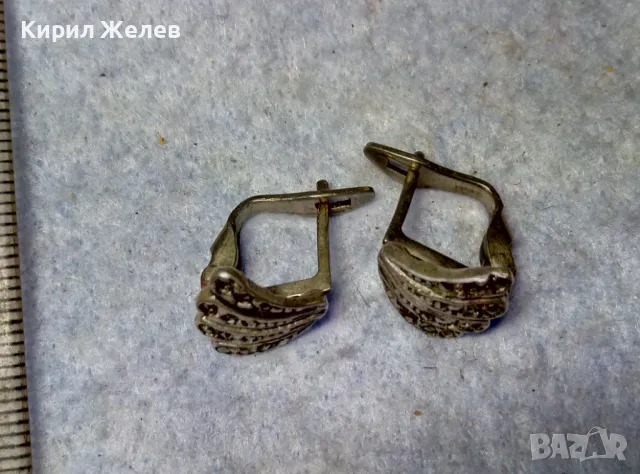 РЕТРО АРТ СТИЛ АНГЛИЙСКИ МАРКАЗИТЕНИ СРЕБЪРНИ ОБЕЦИ СРЕБРО 925 РЪЧНА ИЗРАБОТКА 48205, снимка 8 - Обеци - 49732923