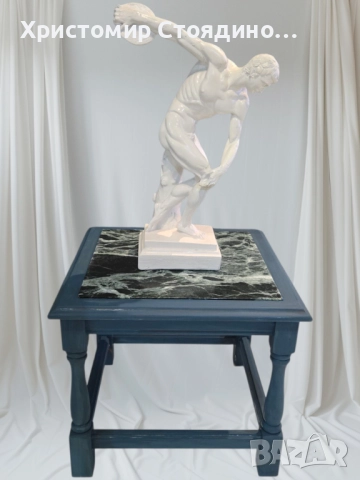 Мраморна масичка от зелен мрамор, снимка 4 - Маси - 52188204