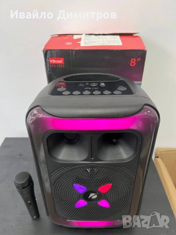Караоке тонколона с Bluetooth KTS-1727 8'' и микрофон, снимка 2 - Bluetooth тонколони - 54216755