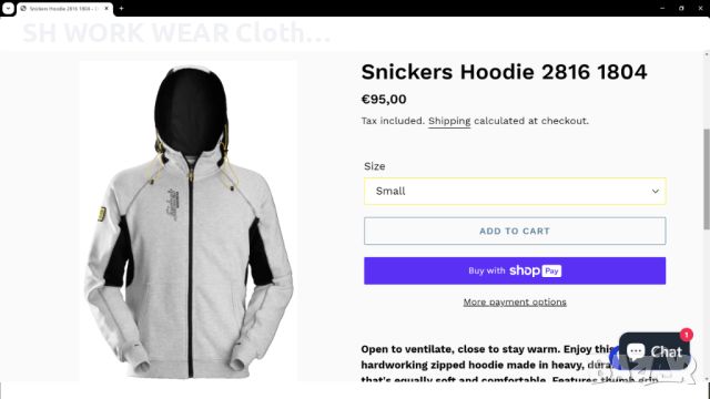 Snickers 2816 Zipped Logo Hoodie Work Sweatshirt размер М работен суичър W4-198, снимка 2 - Суичъри - 46505429