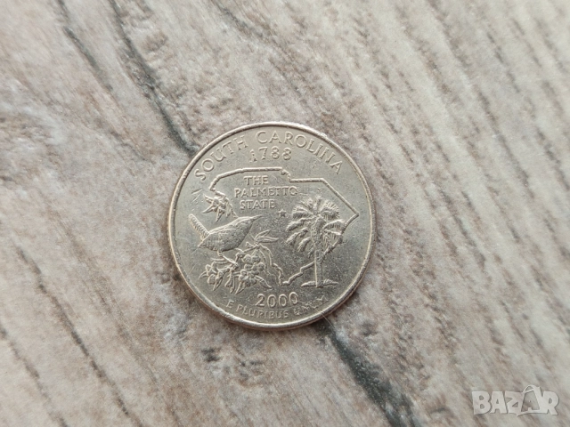 Монета 2000 Съединени Щати Washington Quarter - 25 Cents (The palmetto state, South Carolina), снимка 2 - Нумизматика и бонистика - 52136388