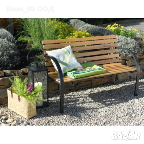 Градинска пейка от дърво и метал, снимка 2 - Градински мебели, декорация  - 50745636