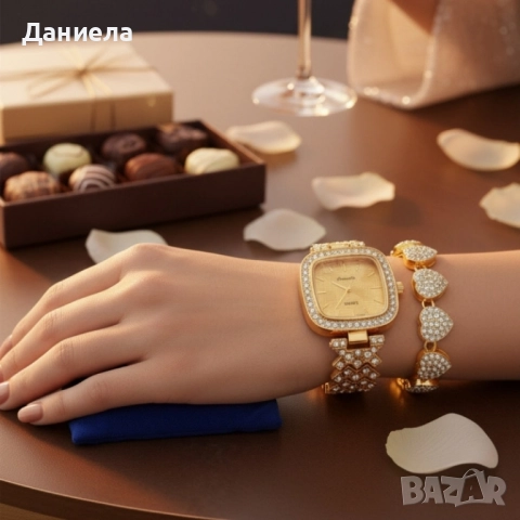 Елегантен дамски часовник с гривна – решение за подарък и ежедневен блясък, снимка 4 - Дамски - 51930358