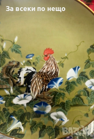 Franklin Mint “ROOSTER & THE MORNING GLORY" Decorative/ Display/ Cabinet Porcelain Plate Код P2150 , снимка 9 - Колекции - 54162251