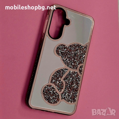 Samsung Galaxy A56 гръб огледален с мече и камъчета розов , снимка 3 - Калъфи, кейсове - 53900293