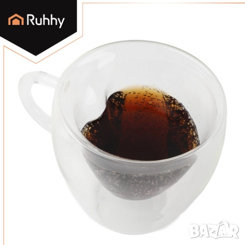 Чаши за кафе с двойно дъно - сърце / Стъклена термо чаша с двойно дъно, снимка 7 - Чаши - 52655343