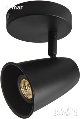 Aisilan Черен таванен прожектор, въртящ се, вкл. 7W GU10 LED крушка, снимка 1 - Прожектори - 46448366