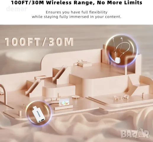 Безжични слушалки Holdsound за слушане на телевизия, с предавател, снимка 5 - Слушалки и портативни колонки - 50272363