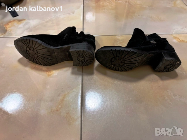 Подарявам - дамски черни велурени боти с ток номер 36 стелка 23см. ток 3см., снимка 3 - Дамски боти - 53598538