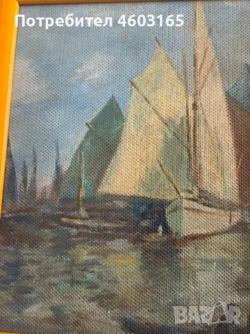 стара картина морски пейзаж, снимка 3 - Картини - 53938438