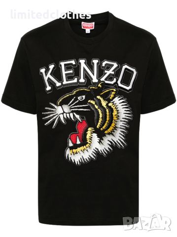 KENZO Black Varsity Embroidered Tiger Logo Мъжка Тениска size M (L), снимка 2 - Тениски - 46653536