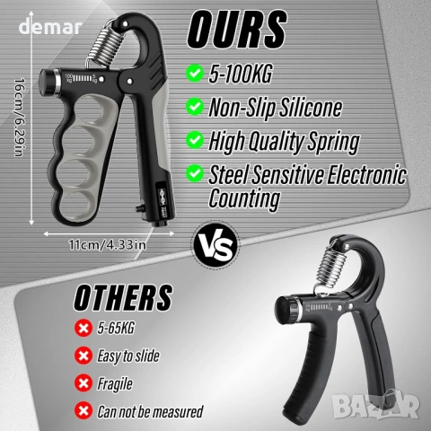 Комплект за укрепване на захвата RYACO, 6 части, снимка 3 - Фитнес уреди - 53707086