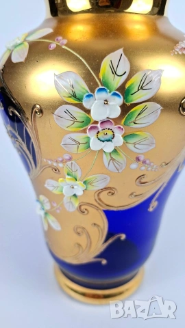 Елегантна синя ваза Бохемия, снимка 5 - Вази - 53142864