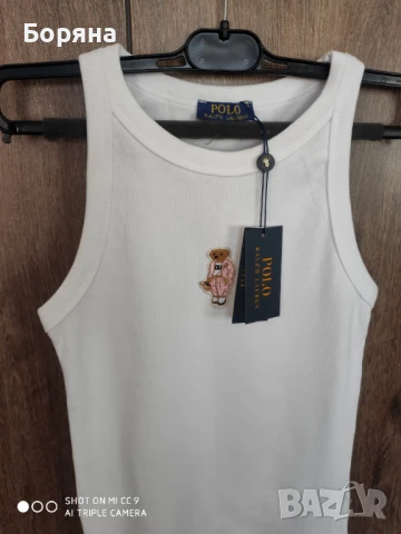 Polo Ralph Lauren нов дамски рипсен бял топ, снимка 2 - Потници - 51285018
