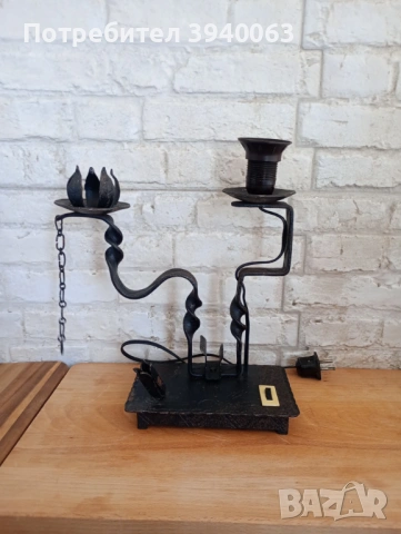Стара лампа свещник от ковано желязо, снимка 11 - Антикварни и старинни предмети - 53864164