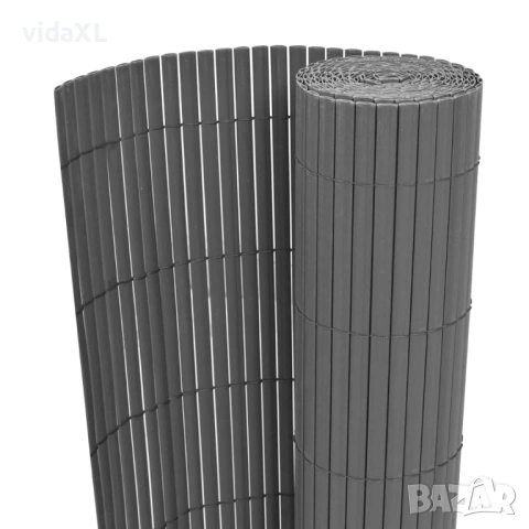 vidaXL Двустранна градинска ограда, PVC, 90x500 см, сива(SKU:43631)