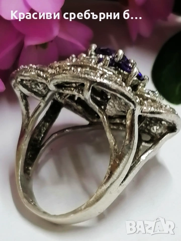 Стар, масивен сребърен пръстен с множество камъчета , снимка 5 - Пръстени - 53929768