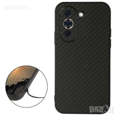 Силиконов Калъф Carbon Fiber Texture за Huawei Nova 10 4G, черен, снимка 2 - Калъфи, кейсове - 47983034