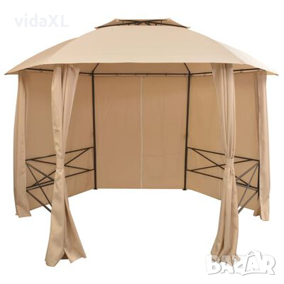 vidaXL Градинска шатра павилион със завеси, шестоъгълна, 360x265 см(SKU:44766