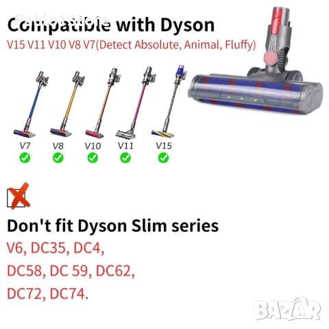 Резервни части за четка за Dyson V7 V8 V10 V11 V15 sv12 sv14 sv15, накрайник за под с приставка за, снимка 1 - Други - 47291502