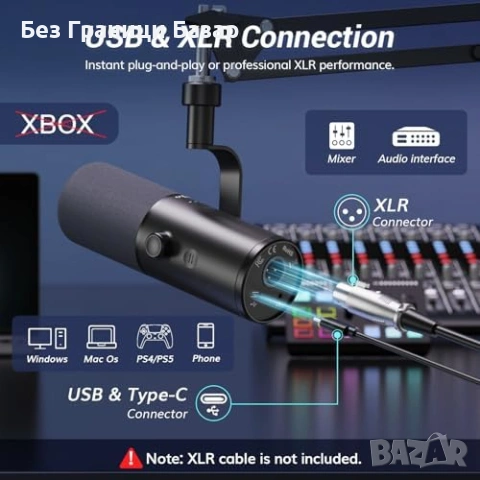 Нов Динамичен микрофон TONOR XLR USB за стрийминг подкаст с AI шумопотискане, снимка 5 - Микрофони - 54044998