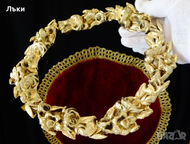 Бронзов венец,бронзова рамка с релефни цветя. , снимка 6 - Антикварни и старинни предмети - 52228046