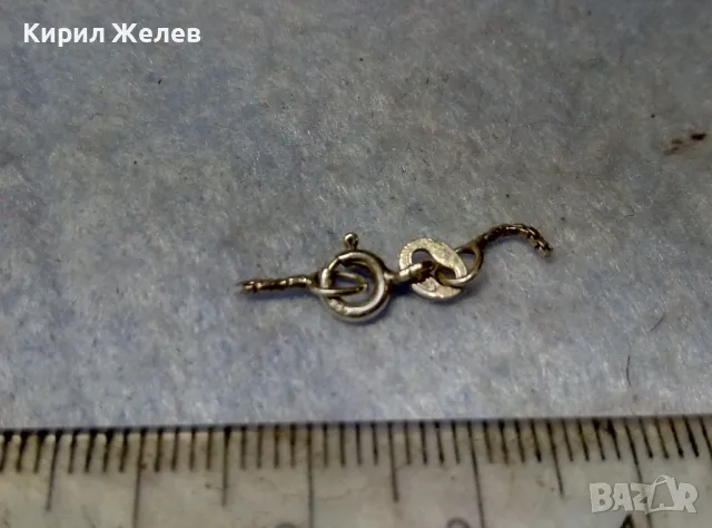 СТАРА СРЕБЪРНА ЗАКОПЧАЛКА СРЕБРО 925 с БЯЛА ПОЗЛАТА КАРАБИНКА За ГРИВНА КОЛИЕ ВЕРИЖКА 49922
