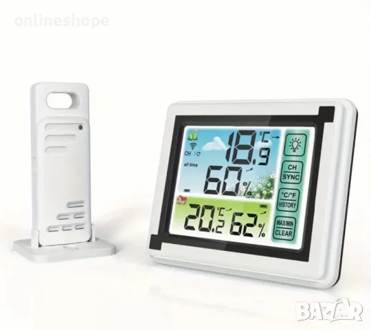 Цифрова метеорологична станция с външен сензор, хигрометър и аларма