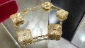 Van Cleef & Arpels VCA 5 Motifs Gold Diamond Vintage Alhambra Дамска Гривна, снимка 1