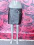 Черна къса пола с декоративни ципове от естествена кожа М, снимка 3